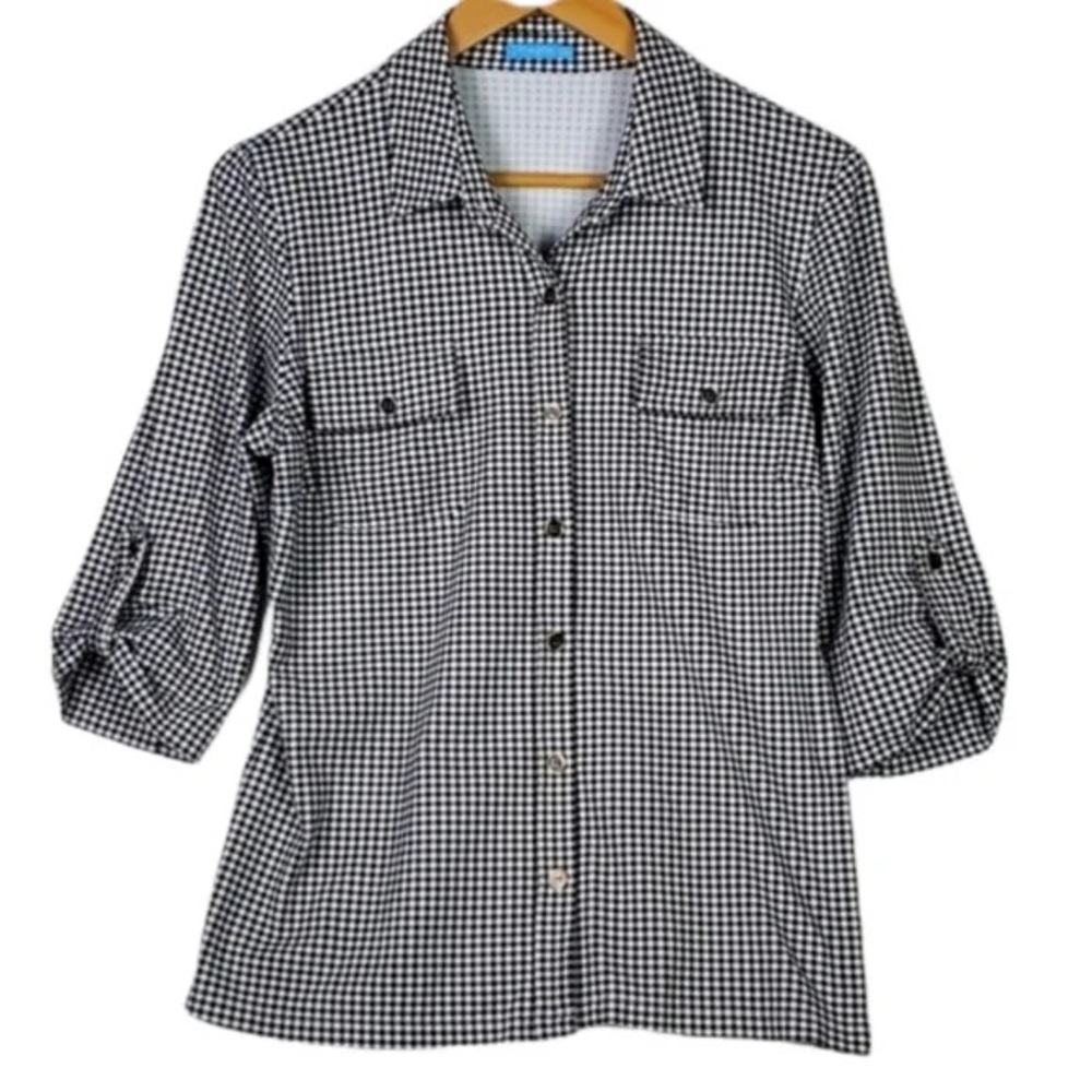 J McLaughlin Checkered Gingham Button Down - image 1